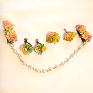 Vintage sweater Clip With Screw back shell earrings